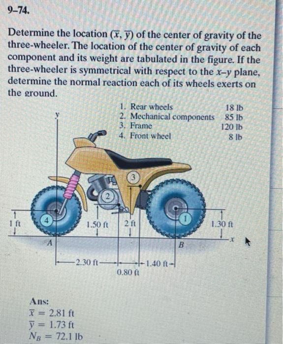 Solved 9-74. Determine the location (x,y) of the center of | Chegg.com