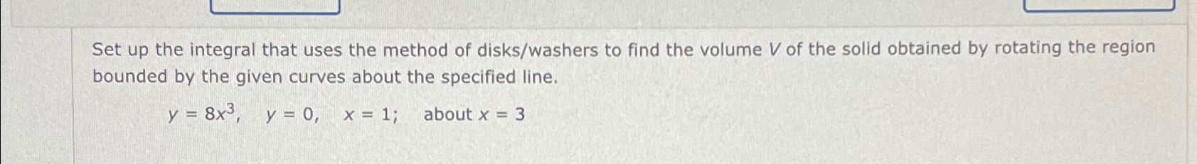 Solved Set up the integral that uses the method of | Chegg.com