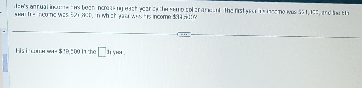Solved Joe's annual income has been increasing each year by | Chegg.com