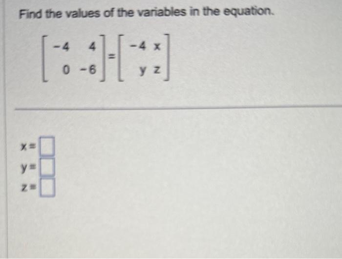 Solved Find the values of the variables in the equation. | Chegg.com
