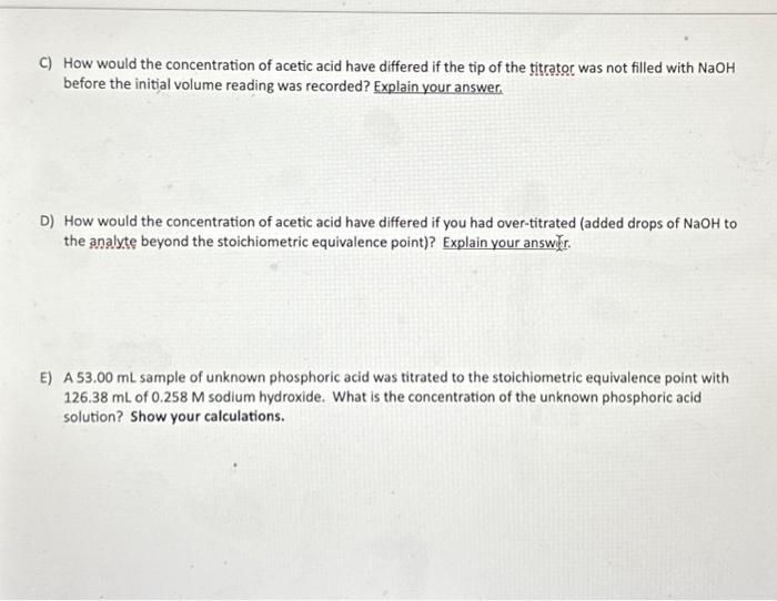 Solved Titration for Acetic Acid in Vinegar Lab Report