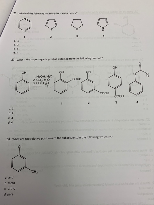 Solved 22. Which Of The Following Heterocycles Is Not | Chegg.com