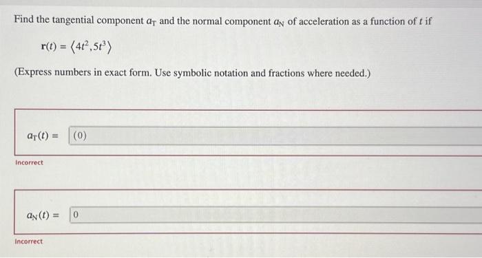Solved Find the tangential component aT and the normal | Chegg.com