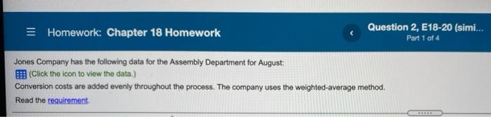 Solved = Homework: Chapter 18 Homework Question 2, E18-20 | Chegg.com