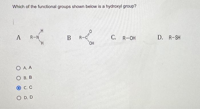 Solved Which of the functional groups shown below is a | Chegg.com