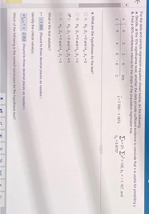Solved 8. find a 90% confidence interval for the slope of | Chegg.com