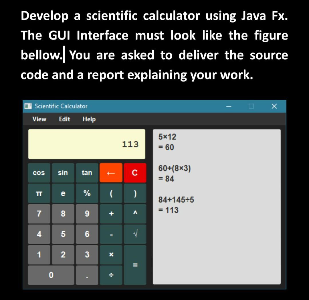 Solved Develop A Scientific Calculator Using Java Fx The 1767