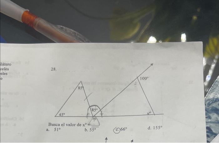 Busca el valor de \( \mathrm{x}^{\circ} \leq \) a. \( 51^{\circ} \) b. \( 5 \overline{55^{\circ}} \)