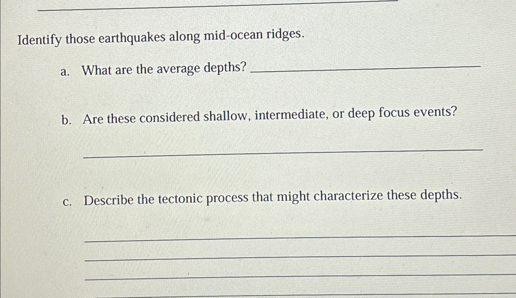 Solved Identify Those Earthquakes Along Mid-ocean Ridges.a. | Chegg.com