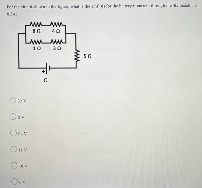 Solved For the circuit shown in the figure, what is the emf | Chegg.com