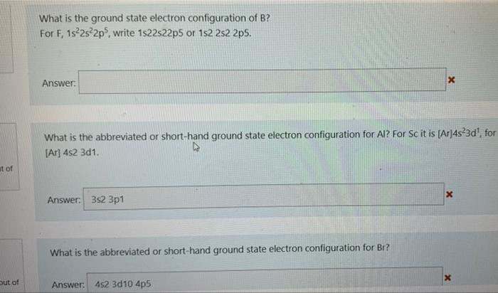 Solved What is the ground state electron configuration of B? | Chegg.com