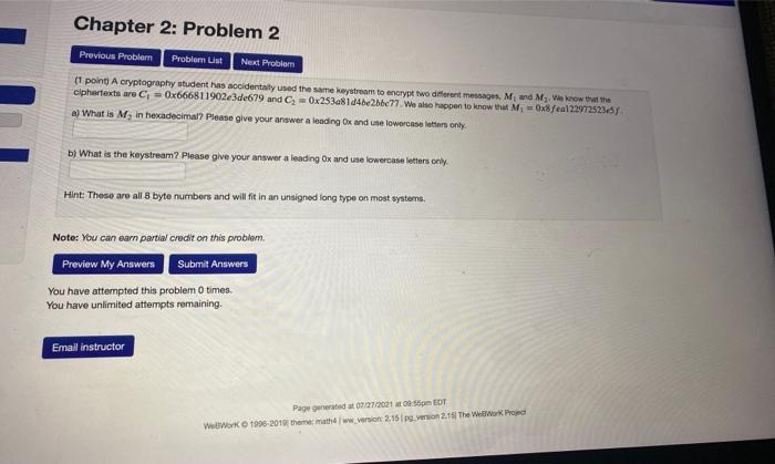 Solved Chapter 2: Problem 2 Previous Problem Probier List | Chegg.com