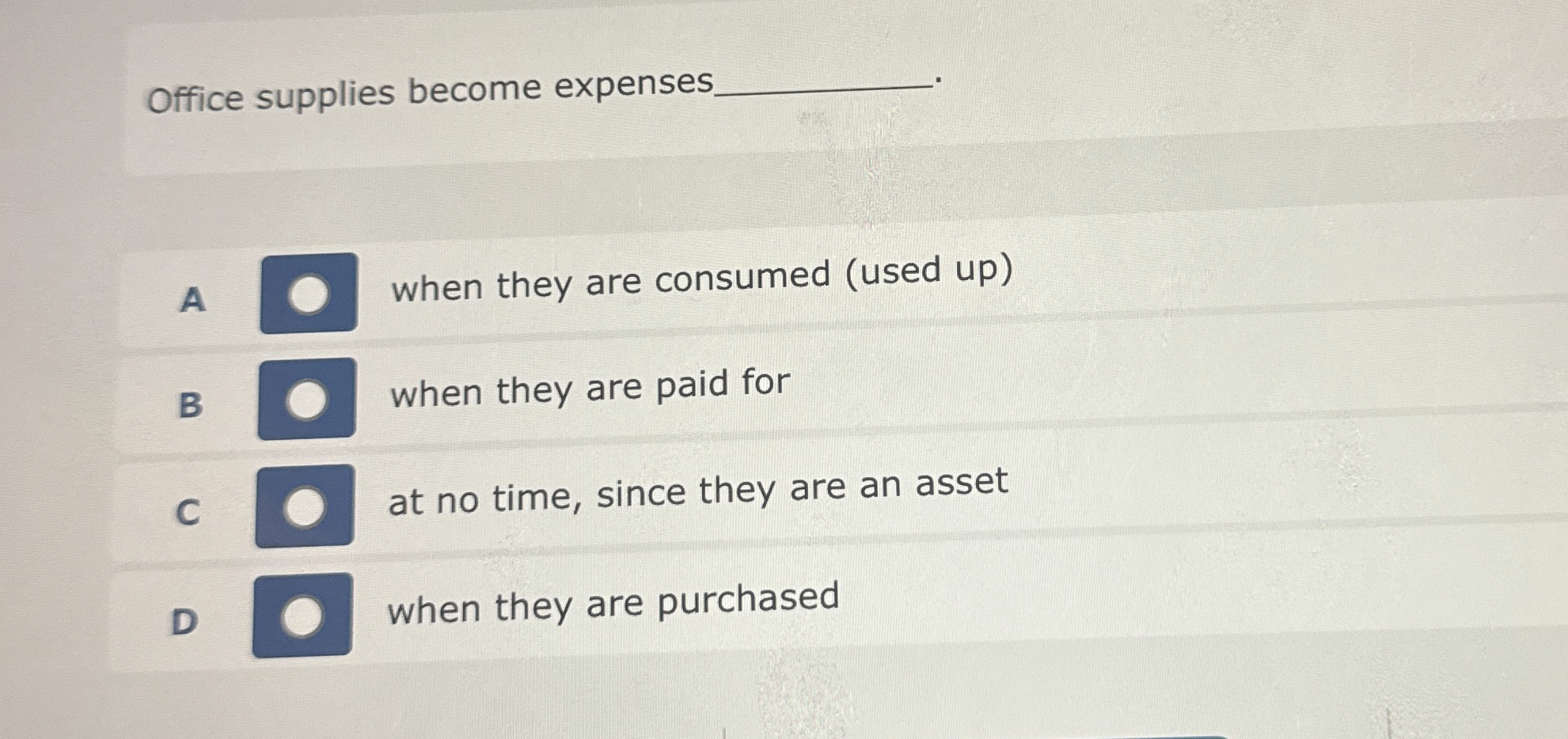 Solved Office supplies expensesAwhen they are