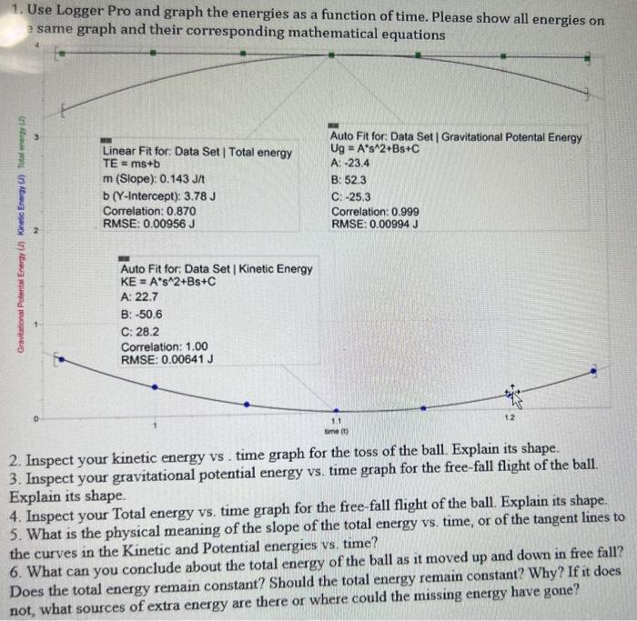 1. Use Logger Pro and graph the energies as a | Chegg.com