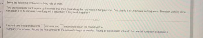 Solved CO Solve the following problem involving rate of work | Chegg.com