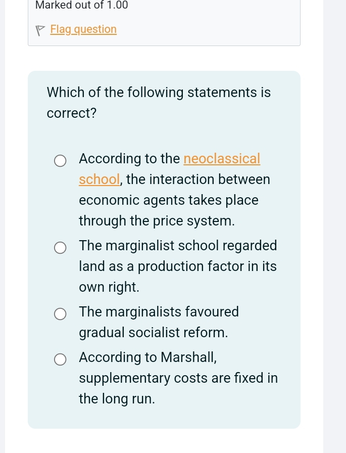 Solved Marked out of 1.00FlagquestionWhich of the following | Chegg.com