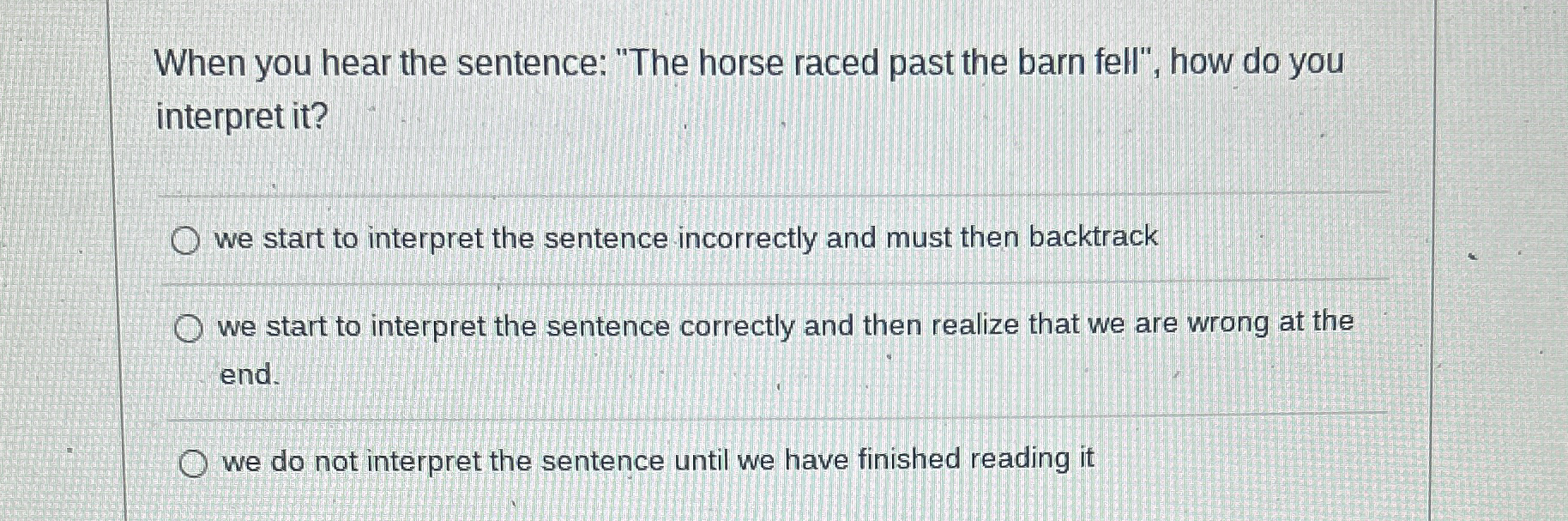 Solved When you hear the sentence "The horse raced past the