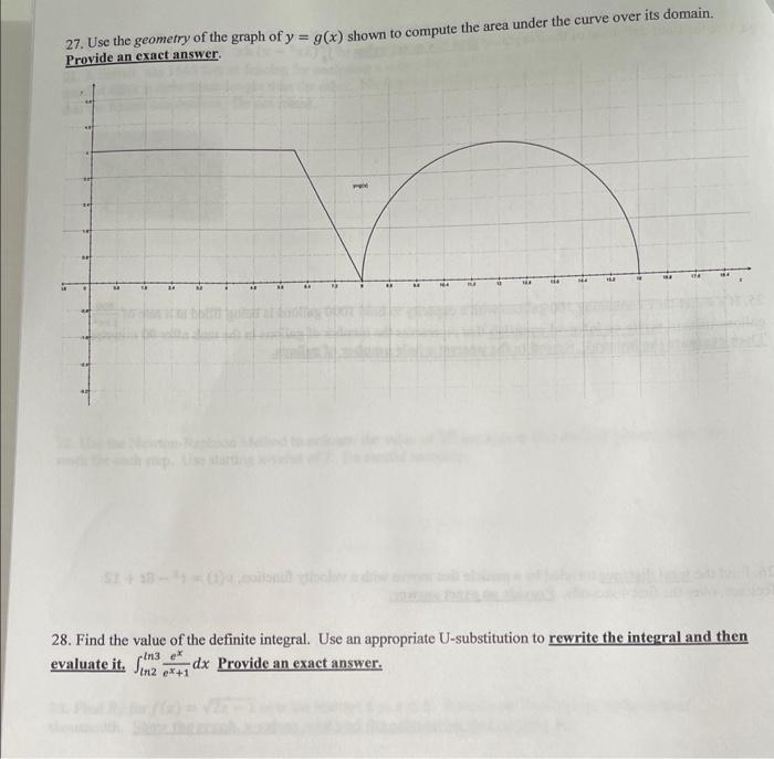 Solved 27. Use the geomerry of the graph of y=g(x) shown to | Chegg.com
