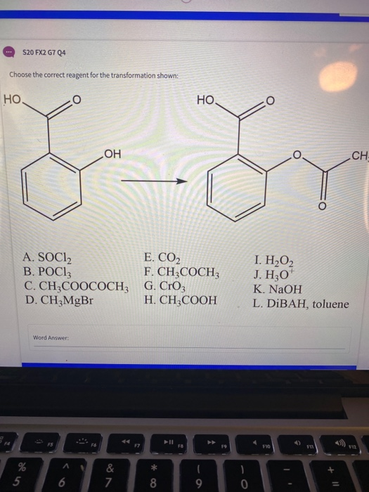 Solved S Fx2 G7 Q4 Choose The Correct Reagent For The T Chegg Com