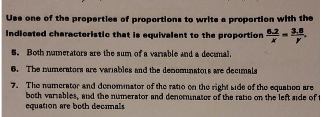 Solved Use one of the properties of proportions to write a | Chegg.com