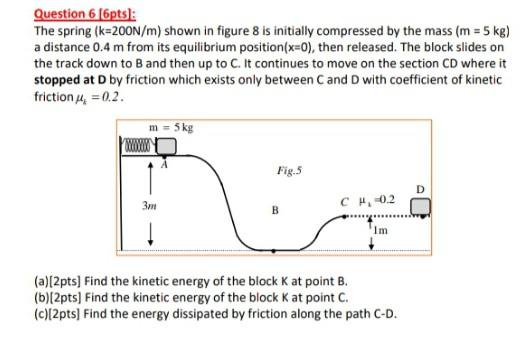Solved Question 6 (6pts): The spring (k=200N/m) shown in | Chegg.com