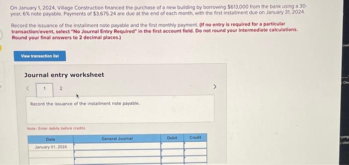 Solved On January 1 2024 Village Construction Financed The Chegg Com   Image