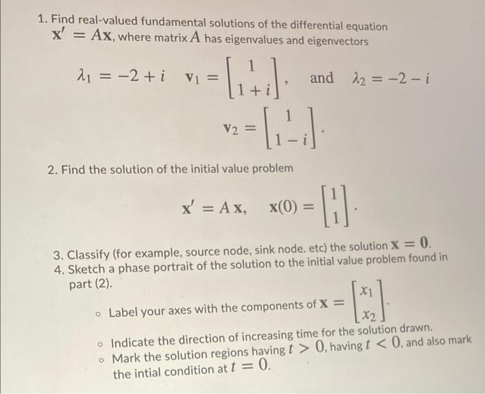 Solved 1. Find real-valued fundamental solutions of the | Chegg.com