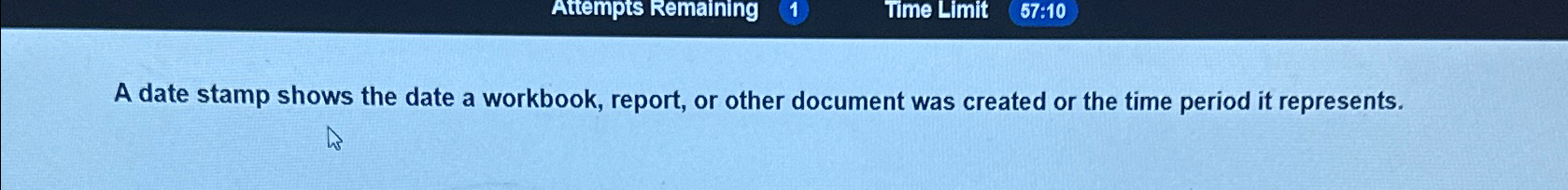 Solved A date stamp shows the date a workbook report or Chegg