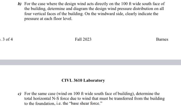 Solved find b and c for problem 4wind design speed V = | Chegg.com