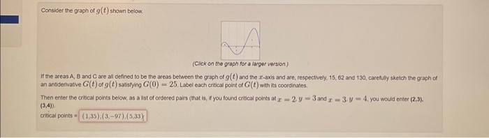 Consider the graph of g(t) shown below. (Click on the | Chegg.com