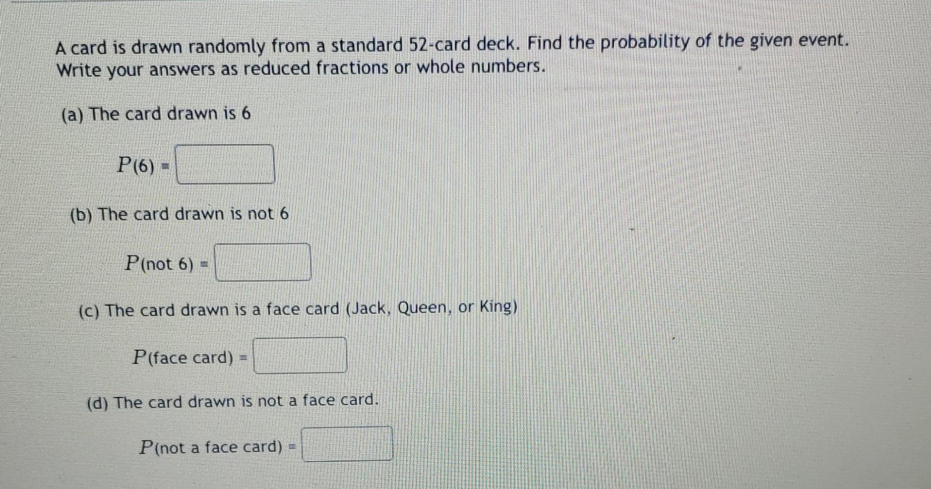 Solved A Card Is Drawn Randomly From A Standard 52-card | Chegg.com