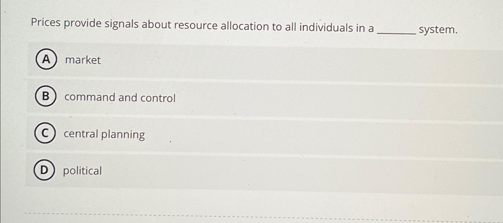 Solved Prices provide signals about resource allocation to