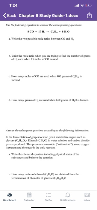 Solved 1:22 Chapter 6 Study Guide CHEM 101 Professor | Chegg.com