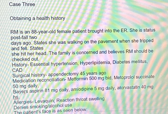 Solved Obtaining a health history RM is an 88-year-old | Chegg.com