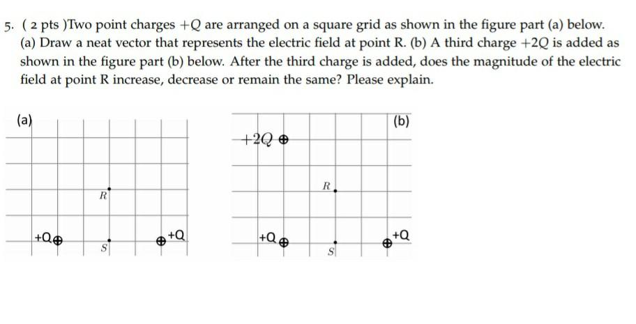 Solved 5. ( 2 pts )Two point charges +Q are arranged on a | Chegg.com