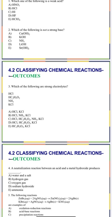 Solved 1. Which One Of The Following Is A Weak Acid A) Hno, | Chegg.com Solved 1. Which One Of The Following Is A Weak Acid A) Hno, | Chegg.com