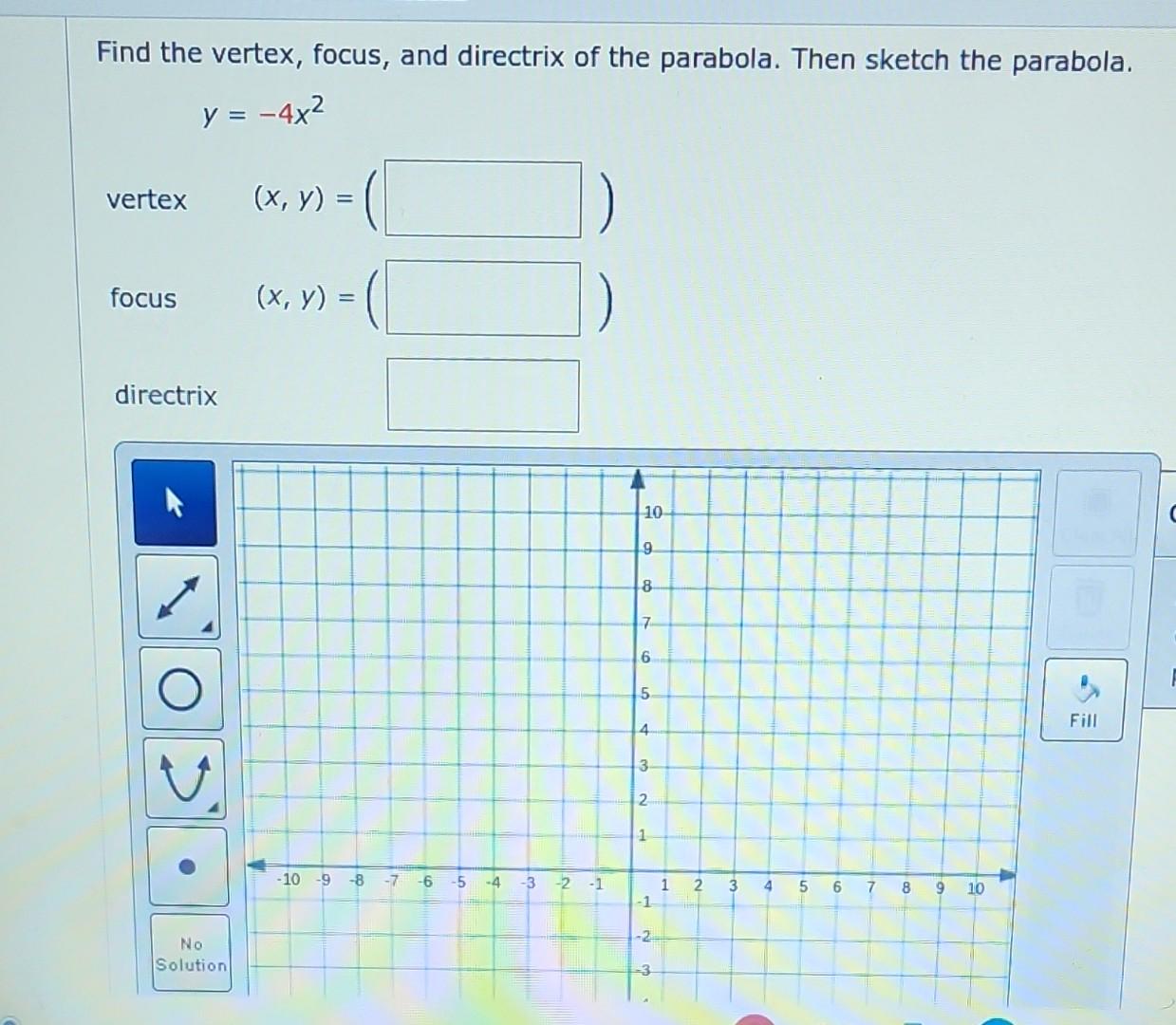 find the focus vertex and directrix of a parabola y2 12x