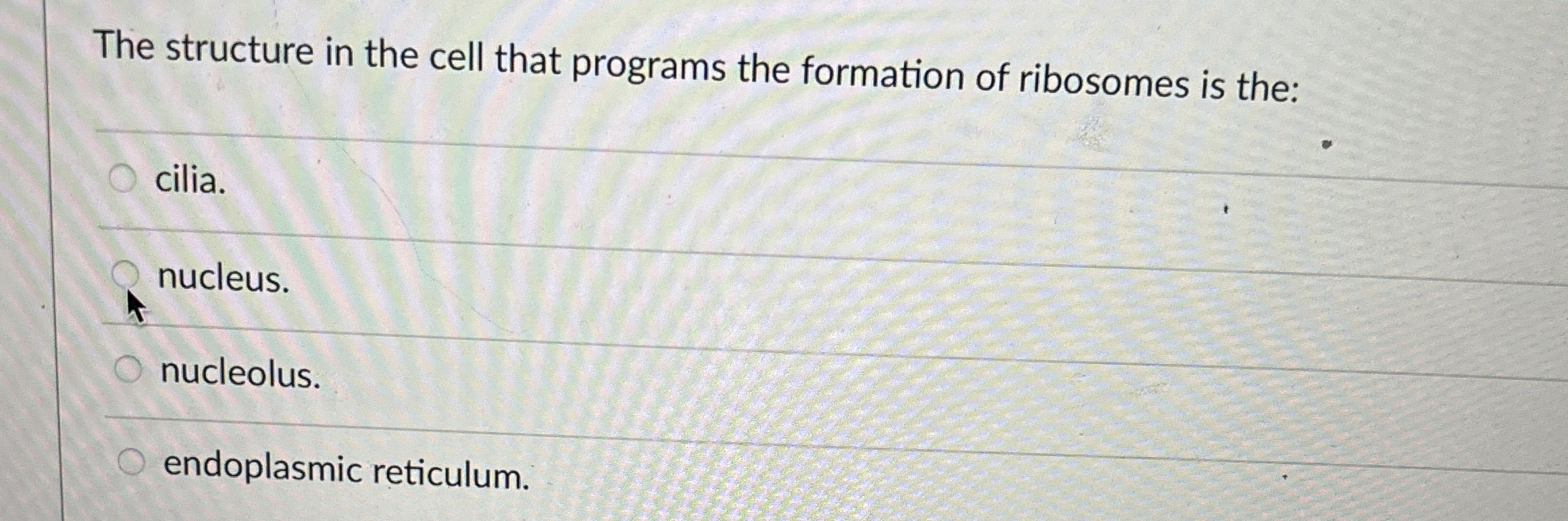 Solved The structure in the cell that programs the formation | Chegg.com