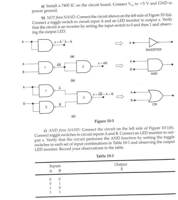 Solved A) Install A 7400ic On The Circuit Board. Connect Vcc 