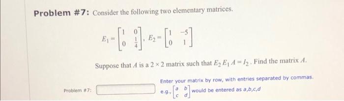 Solved Problem #7: Consider the following two elementary | Chegg.com