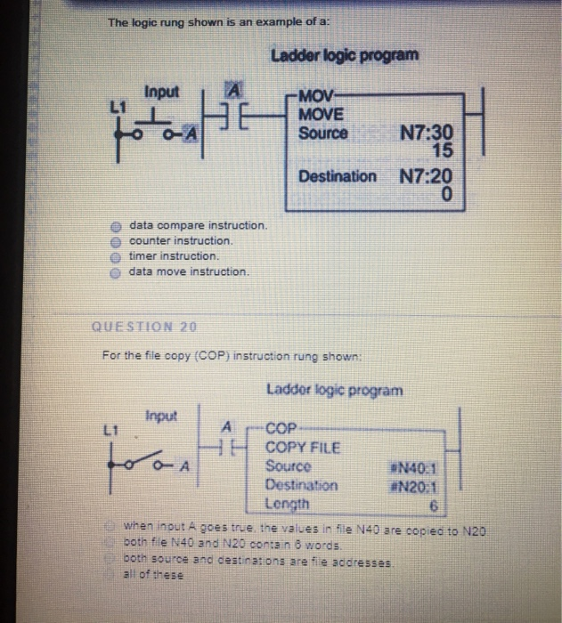 Solved The logic rung shown is an example of a Ladder logic