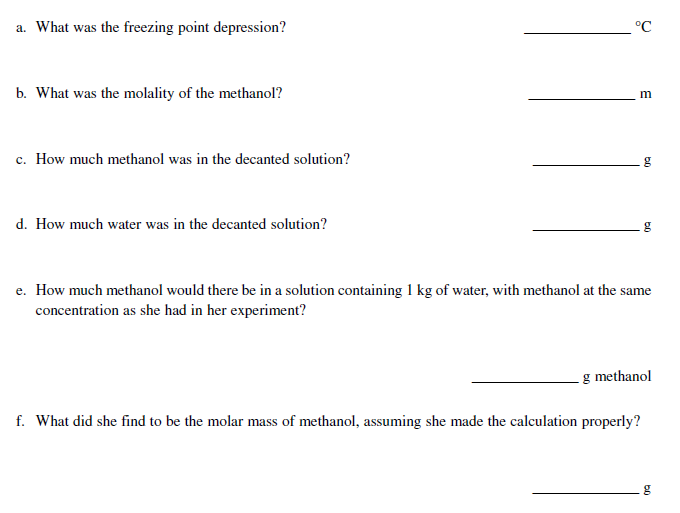 Solved A Student Determines The Molar Mass Of Methanol Ch3oh Chegg 