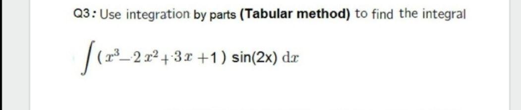 tabular integration by parts