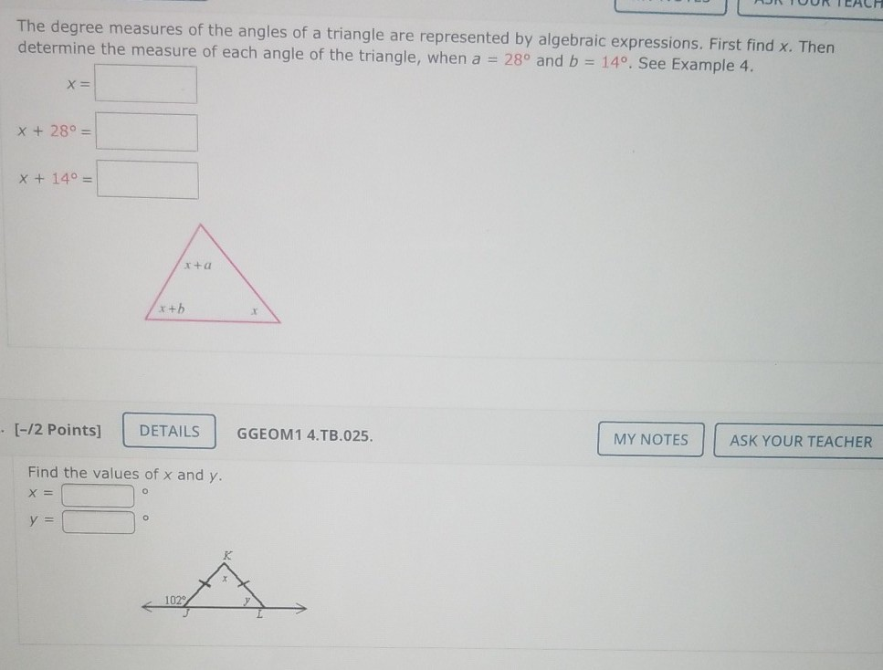 Solved The degree measures of the angles of a triangle are | Chegg.com