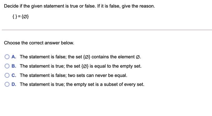 Solved Decide if the given statement is true or false. If it | Chegg.com