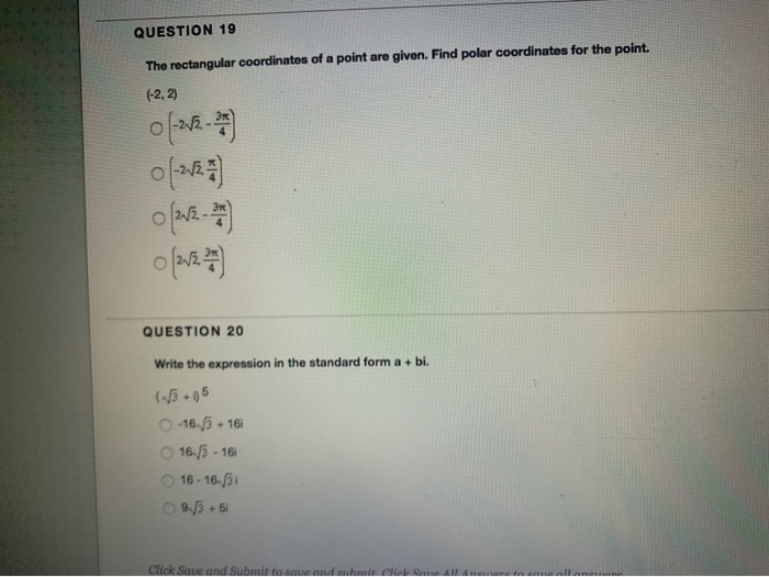 Rectangular Coordinate Question Solved QUESTION 19 The rectangular coordinates of a point | Chegg.com