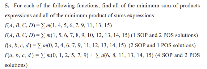Solved For each of the following functions, find all of the | Chegg.com