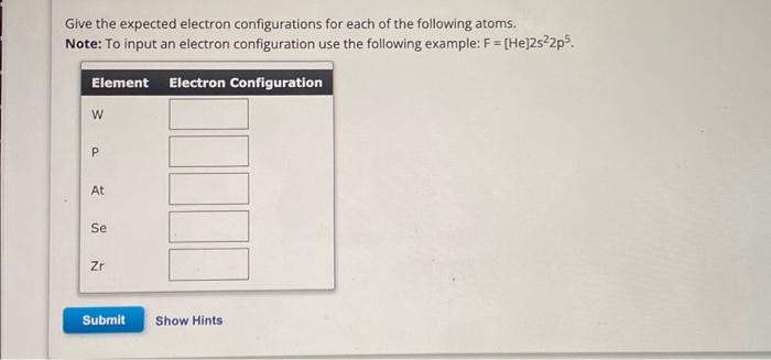 Solved Give The Expected Electron Configurations For Each Of | Chegg.com