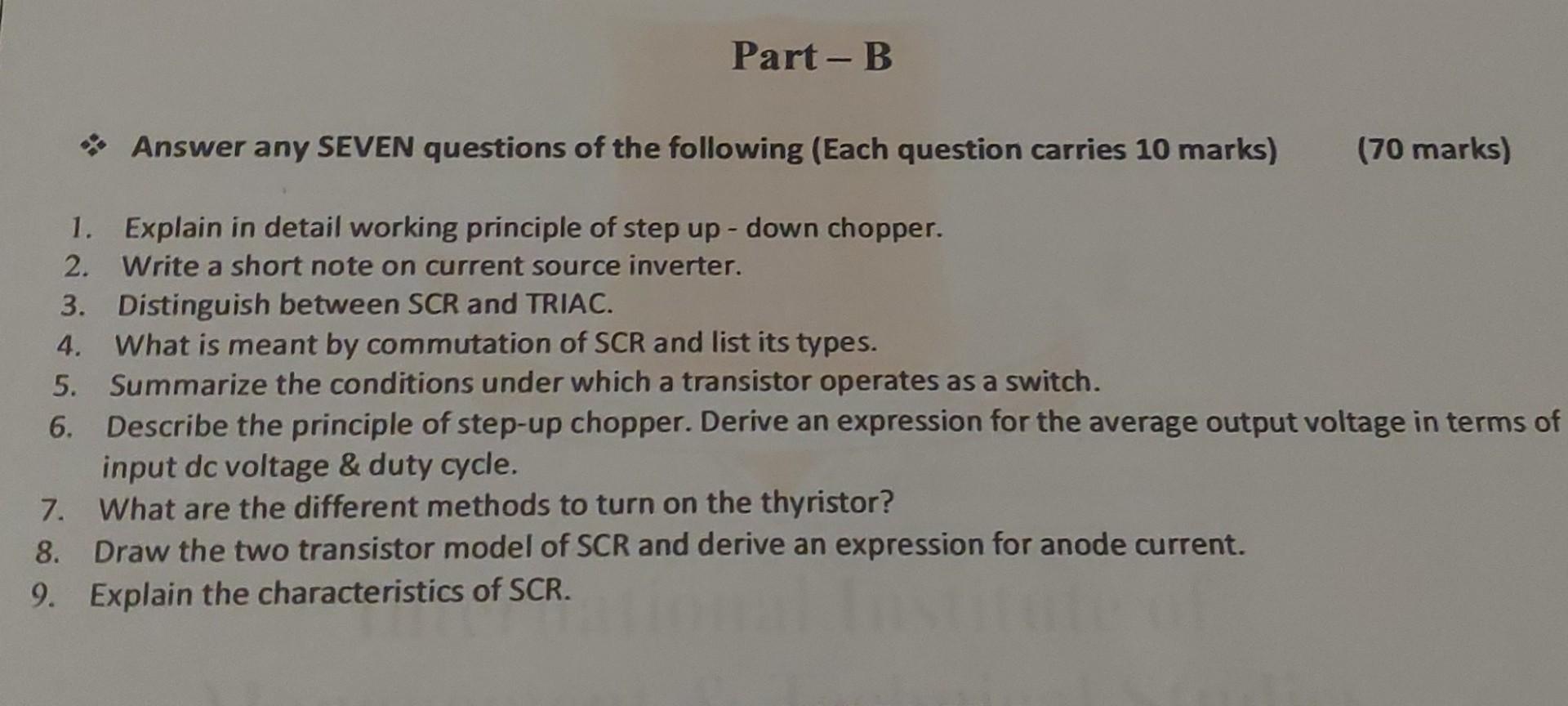 Solved Part-B Answer Any SEVEN Questions Of The Following | Chegg.com