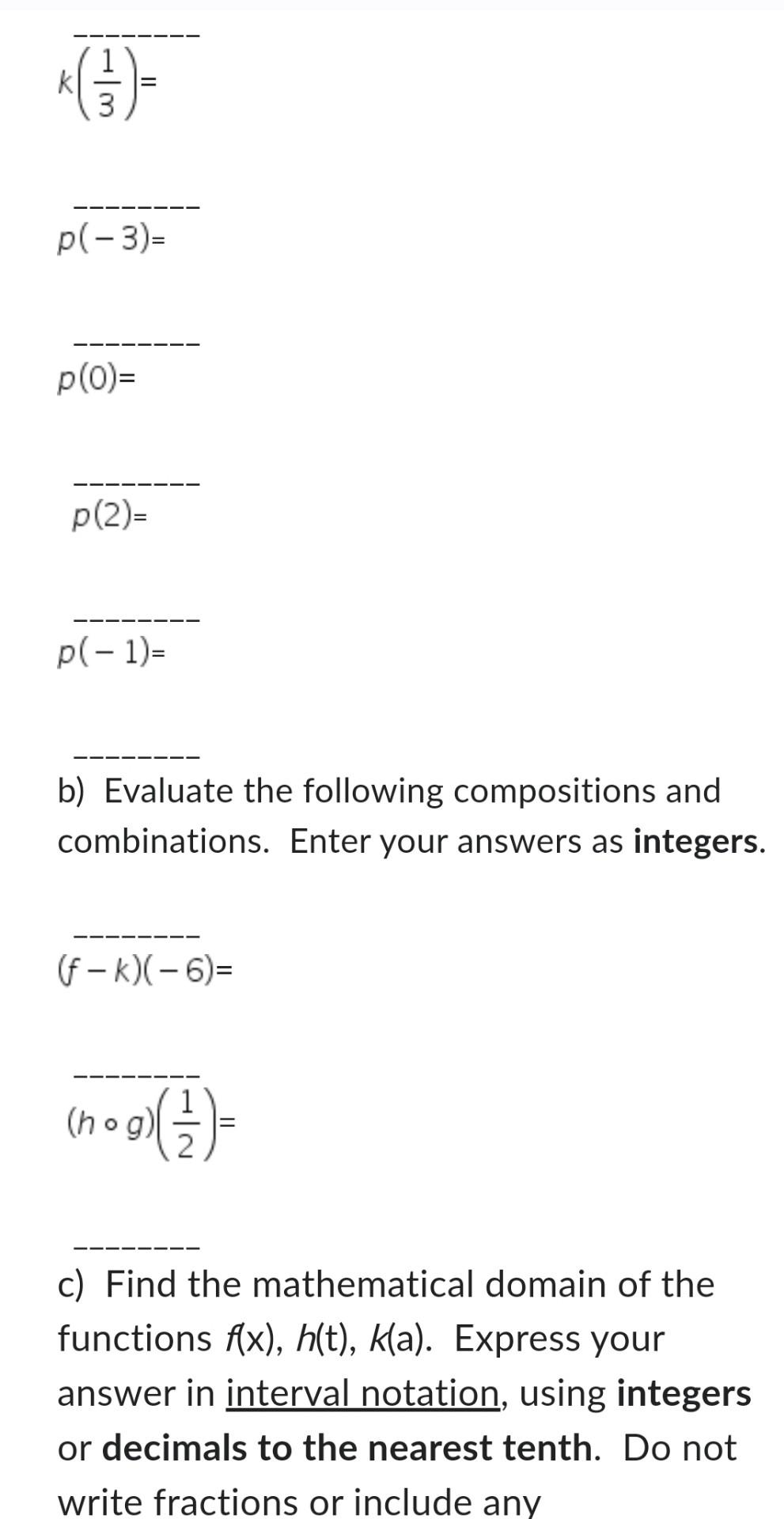 Solved a) For the following functions, | Chegg.com